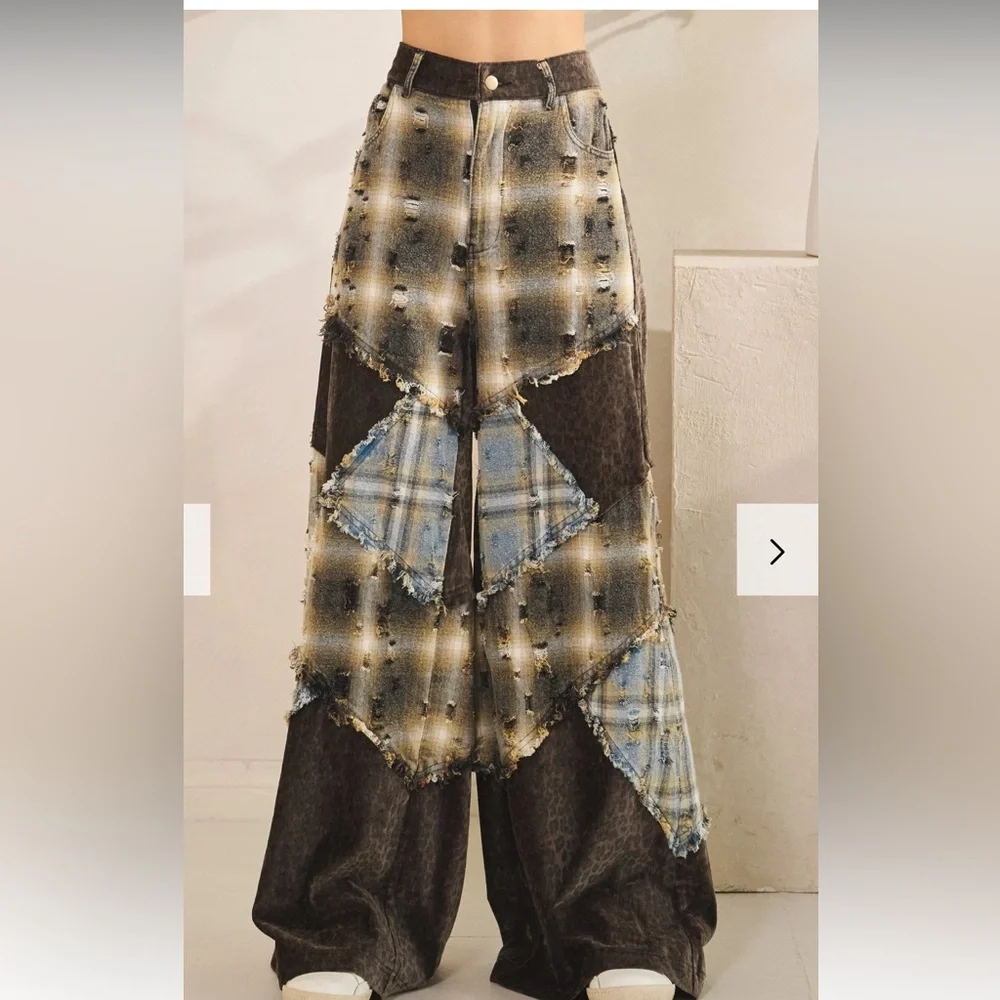 Oli & Hali Leopard and Plaid Pants - Picture 2 of 6